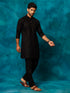 Vastramay Men's Black Cotton Blend Kurta Pyjama Set